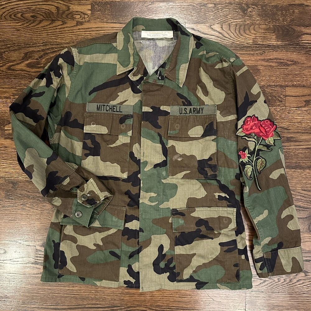The Vintage Twins Army Shirt Medium‎ Short WOODLAND CAMOUFLAGE COMBAT Jacket